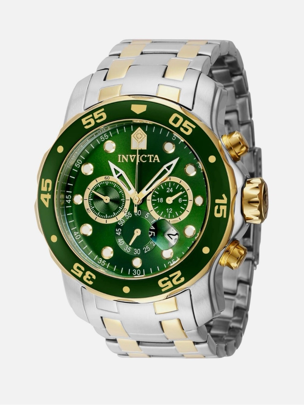 Invicta Pro Diver SCUBA Chronograph Men's Watch - 48mm. Steel. Gold, Money Green